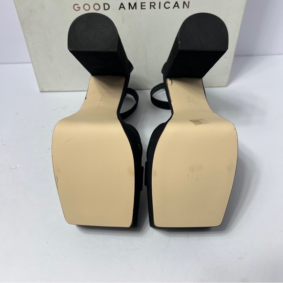 Good American Womens Black Suede Square Toe Block Heel Platform Shoe Size 9.5 - Picture 10 of 13